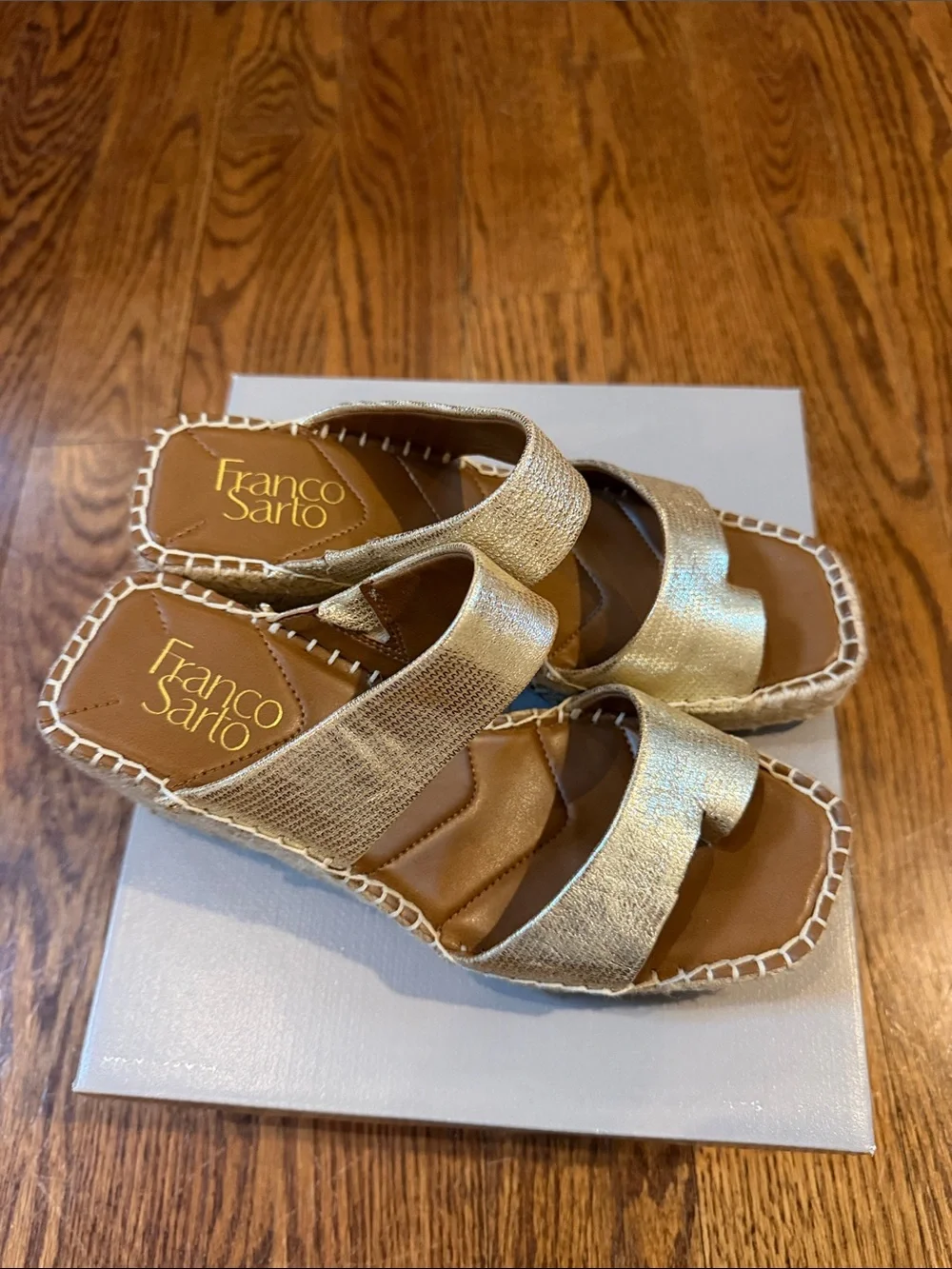 Franco Sarto Clave Wedge Sandals - Gold Espadrille Wedge